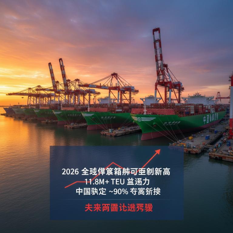 全球集装箱船订单量创历史新高突破1180万TEU：中国造船厂包揽近九成份额，巨额运力涌入将如何重塑2026年及以后的全球航运市场格局？