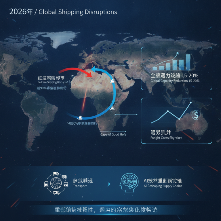 全球物流界高度瞩目！2026年红海航运中断深度解析：超90%船舶持续绕行好望角，供应链专家该如何应对运力的紧缩与成本飙升危机？