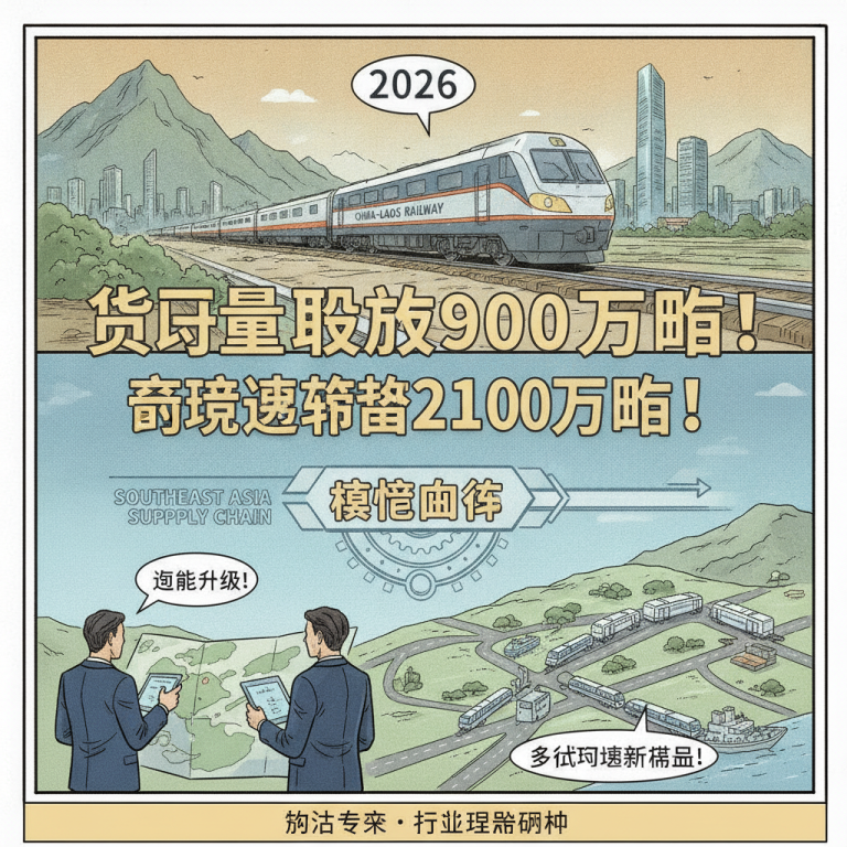 深度研判中老铁路货运运能狂飙：累计突破9000万吨大关，2026年东南亚跨境多式联运网络将如何深度重塑区域供应链格局与行业物流新机遇？