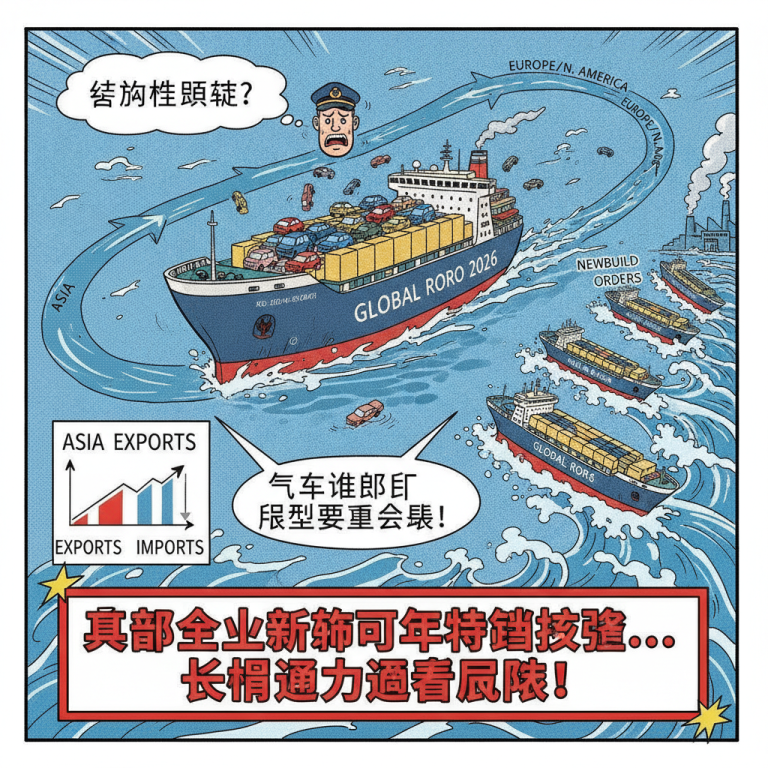 2026年全球滚装船运力趋势洞察：在中国汽车单月出口破百万辆与新船交付潮的双重冲击下，为何结构性运力短缺依然是物流供应链的核心痛点？